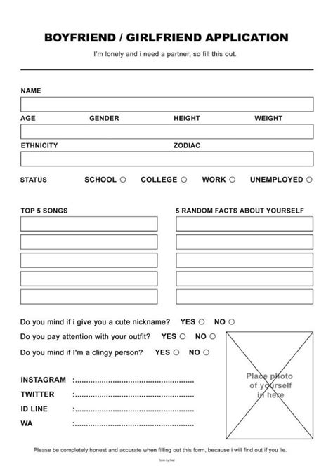 boyfriend/ girlfriend application|Girlfriend Application Forms in Google Docs, PDF and。